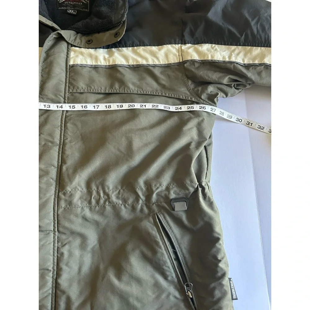 Pacific Trail Jacket Mens XL Grey/Green Hooded Full Zip Fleece Lined Winter Warm